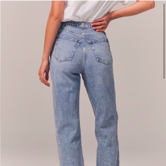 Abercrombie & Fitch Dad High Rise Curve Love Jeans Blue size 25 - Picture 3 of 16